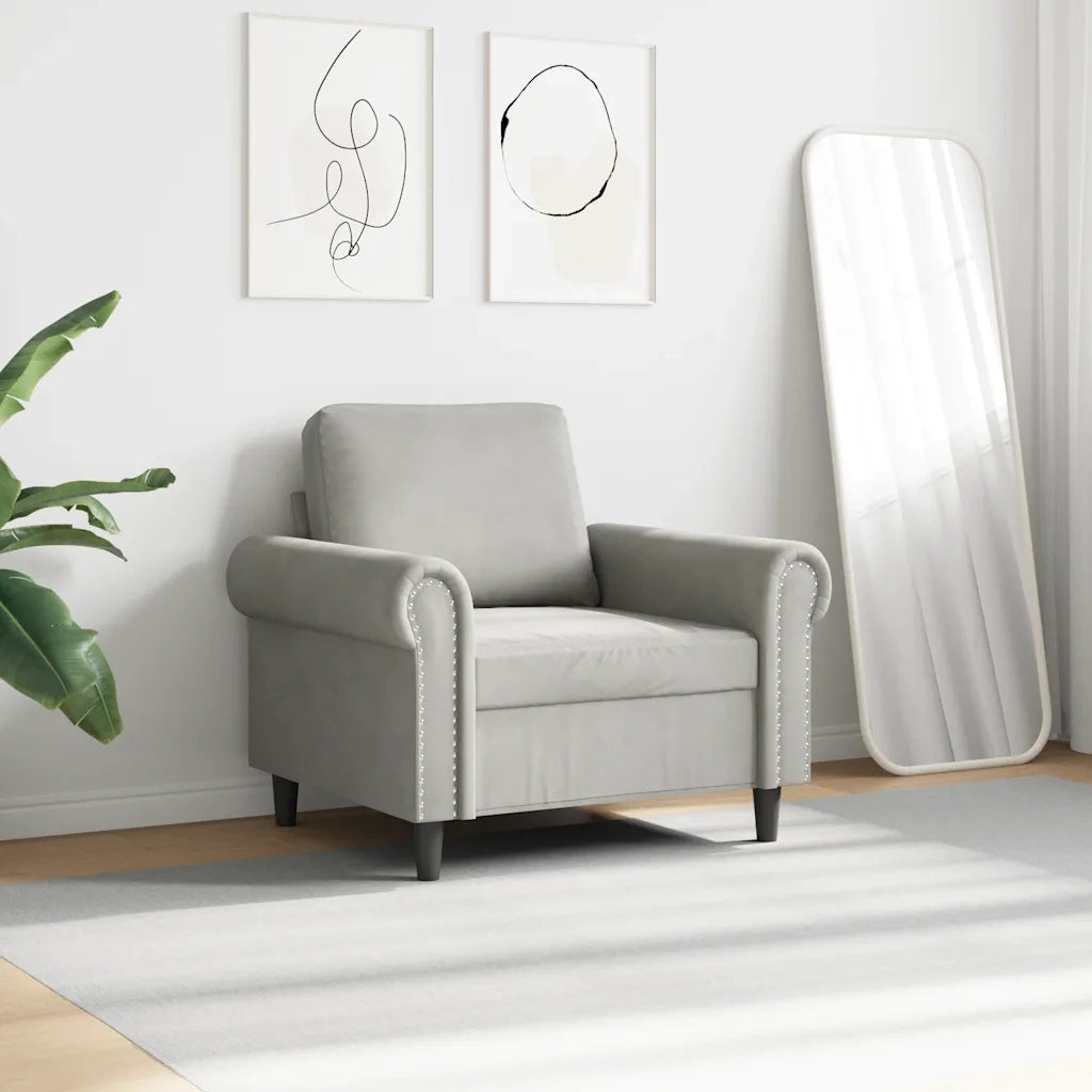 Poltrona Grigio Chiaro 60 cm Velluto 359509