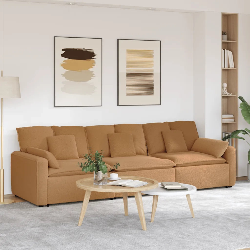 Divano Modulare con Cuscini Beige 3321116