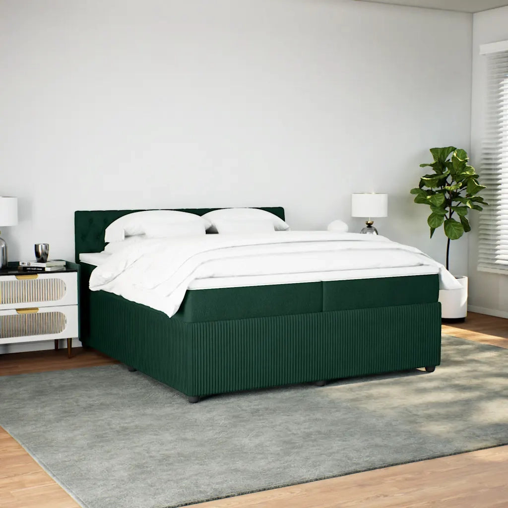Giroletto a Molle con Materasso Verde Scuro 200x200 cm Velluto