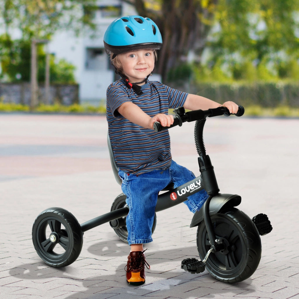 Triciclo Bambini con Campanello e Parafango ¨C Minimal ¨C Nero 79x50.5x58cm