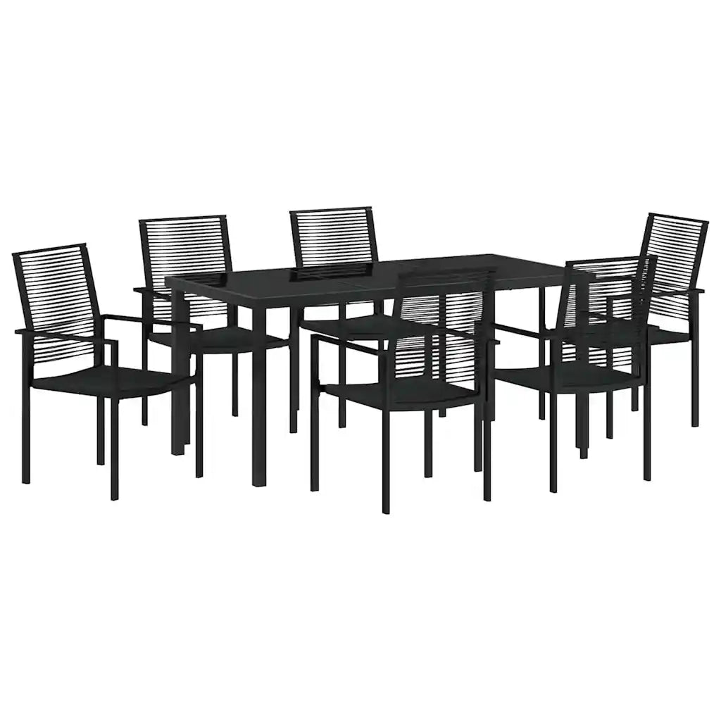 Set da Pranzo per Giardino 7 pcs Nero