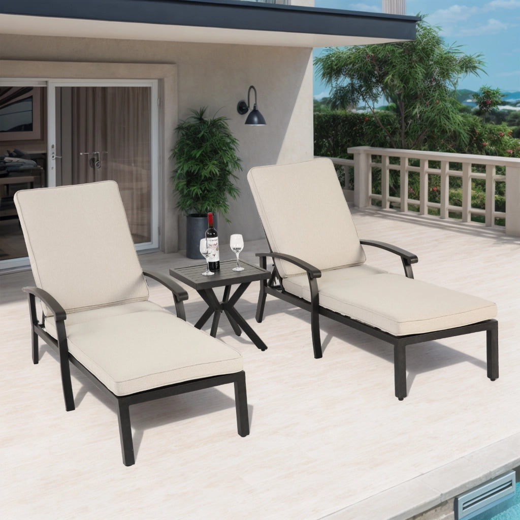 Sedia Sdraio da Giardino con Cuscini ¨C MINIMAL ¨C Alluminio, Beige