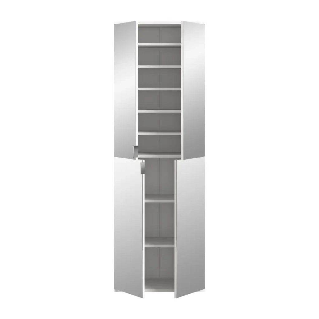 Armadio 8 porte BODITE – 4 porte con specchi – Bianco laccato