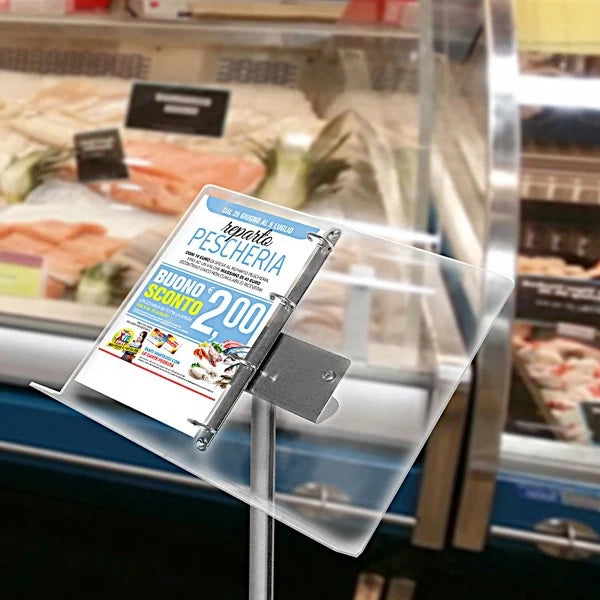 Espositore in plexiglass leggio con anelli