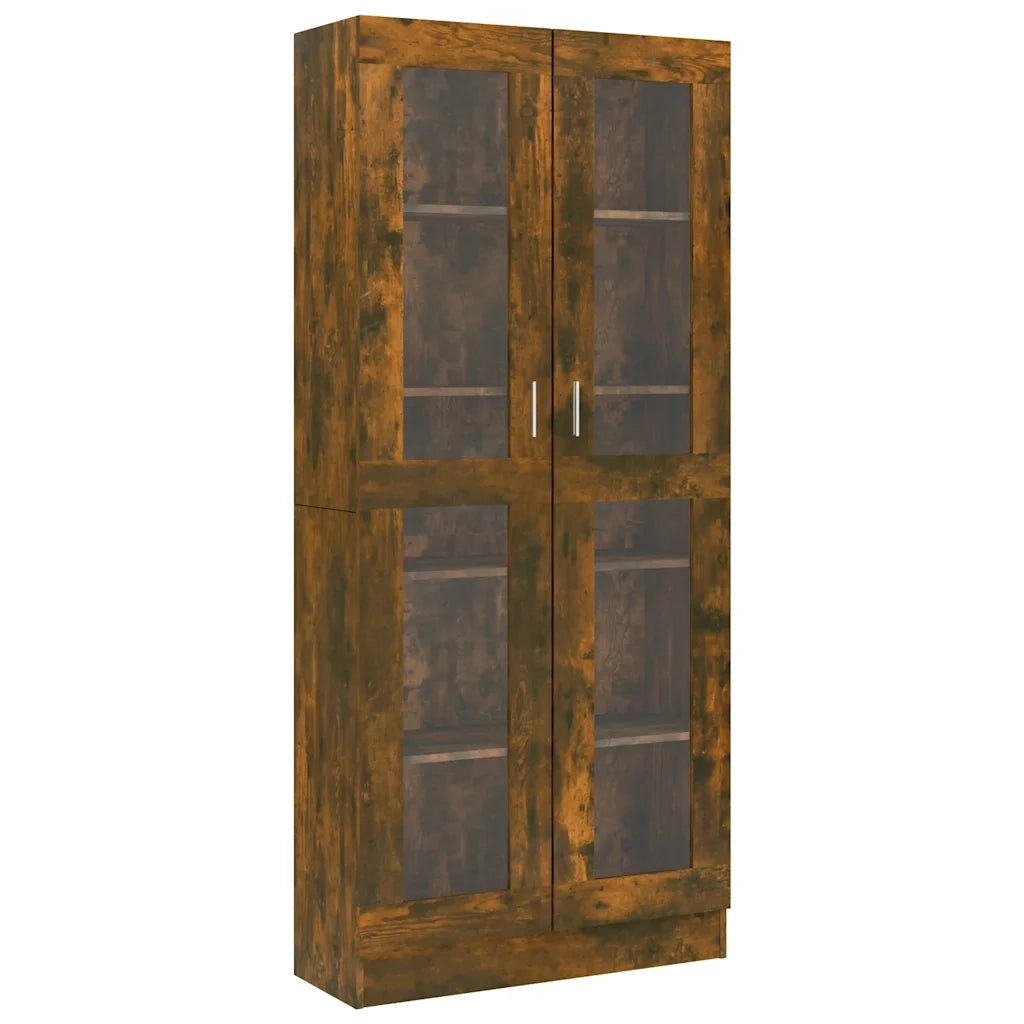 Mobile Vetrina Rovere Fumo 82,5x30,5x185 cm Legno Multistrato 815621