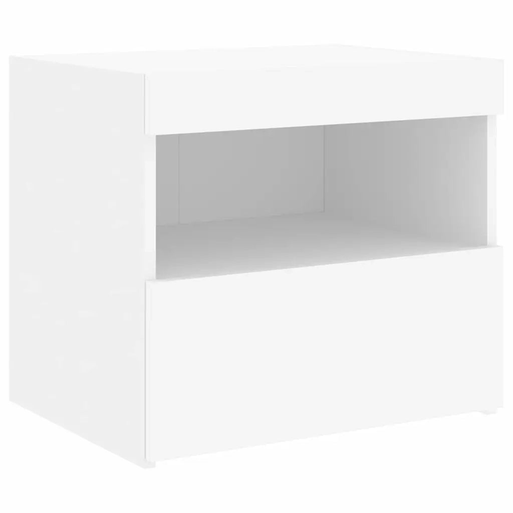 Comodini con Luci LED 2pz Bianchi 50x40x45 cm 836764
