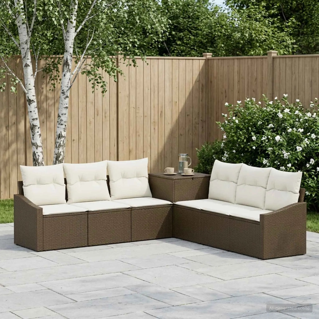 Set di divani 7 pz Marrone e Bianco Crema 3448740