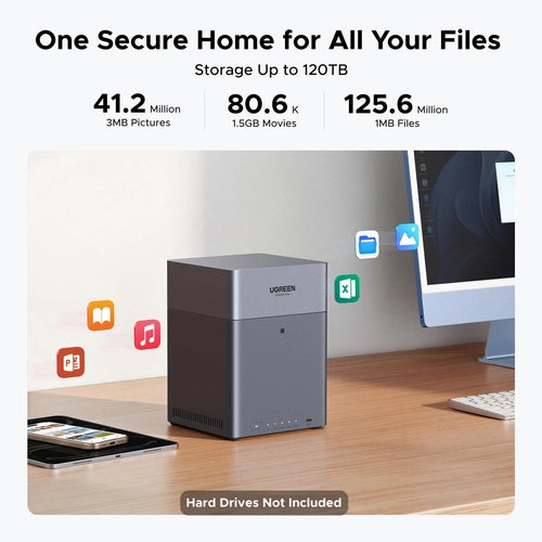 Ugreen DH4300 Plus NAS Mini Tower 8 GB LPPDDR4X UGOS Pro Grigio