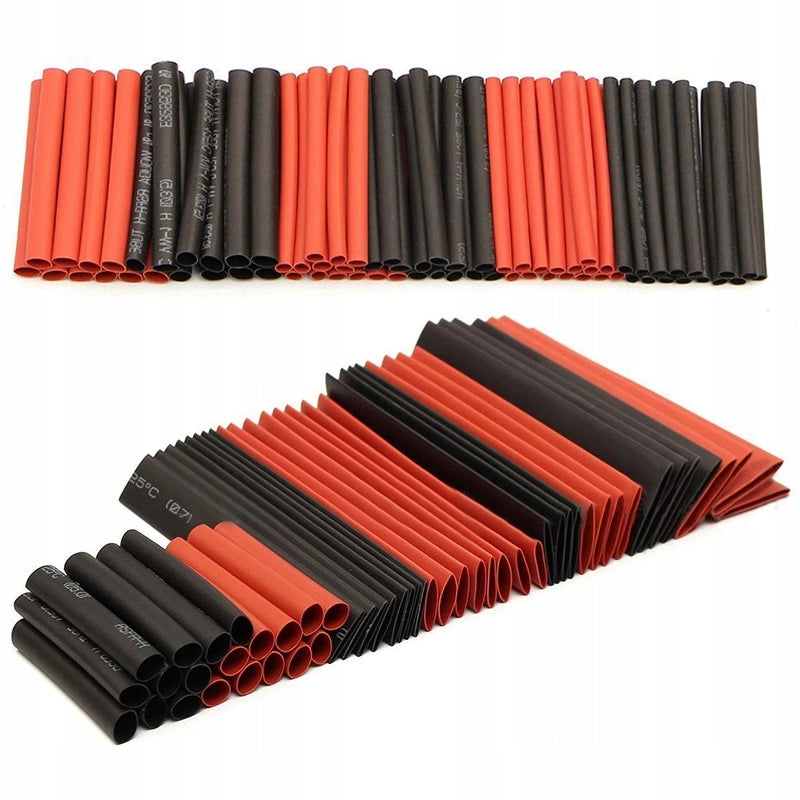 Set di Tubetti Termorestringenti Rosfix – 127 e 164 Pezzi, Poliolefina, 2:1, Nero e Rosso