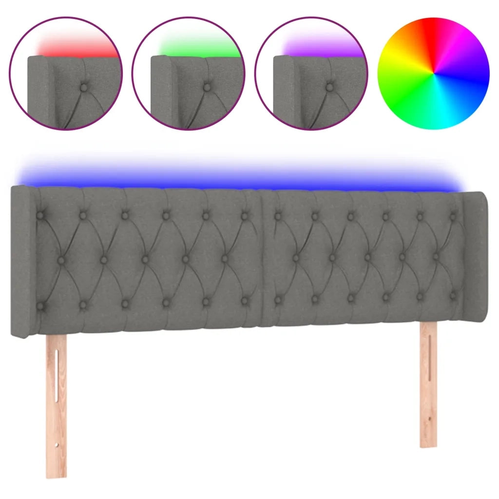 Testiera a LED-Testata con LED Grigio Scuro 147x16x78/88 cm in Tessuto 304374