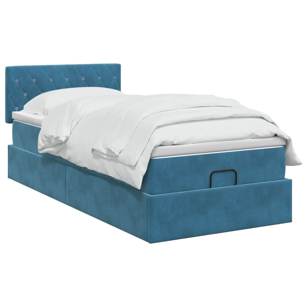 Letto Ottomano con Materasso e LED Blu scuro 100 x 200 cm 3457051