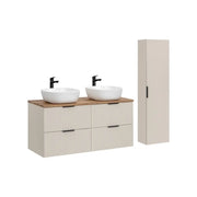 Set bagno NOXERA 120 cm – Marrone congo & wotan – 2 lavabi da appoggio + colonna