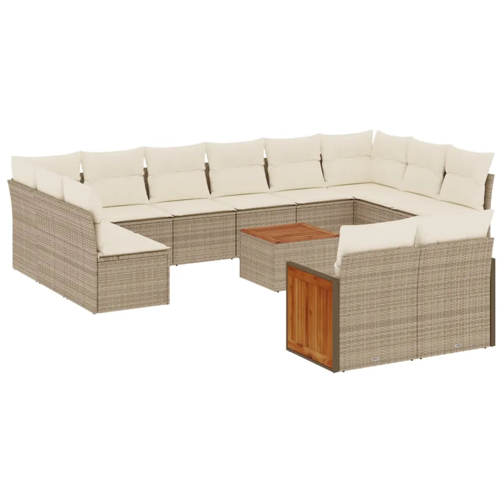 Set Divano da Giardino 13 pz con Cuscini Beige in Polyrattan 3228130