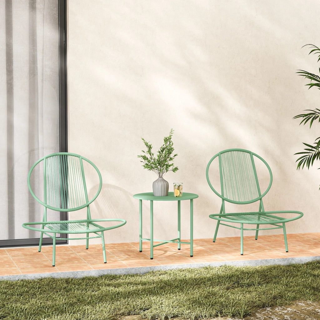 Set Bistrot 3 Pezzi in Polyrattan ¨C Minimal ¨C Grigio Verde