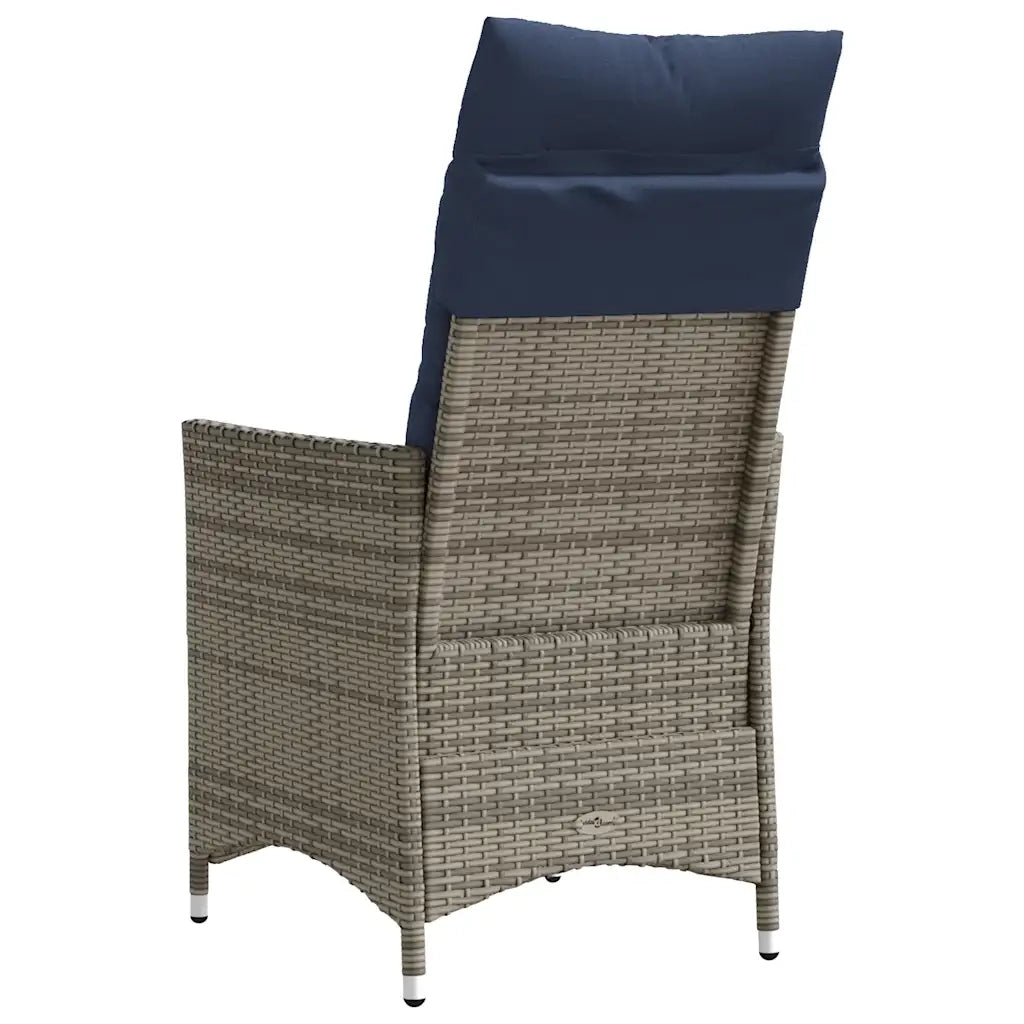 Sedia da giardino reclinabile con cuscini grigia in polyrattan 365642