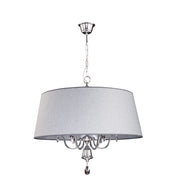 Lampadario cromato con cristalli paralume grigio 6xE27