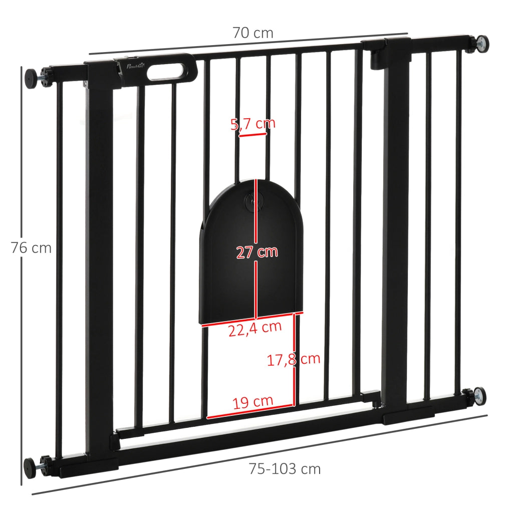 Barriera di sicurezza per animali con porta e chiusura automatica ¨C Zephmum ¨C Nero