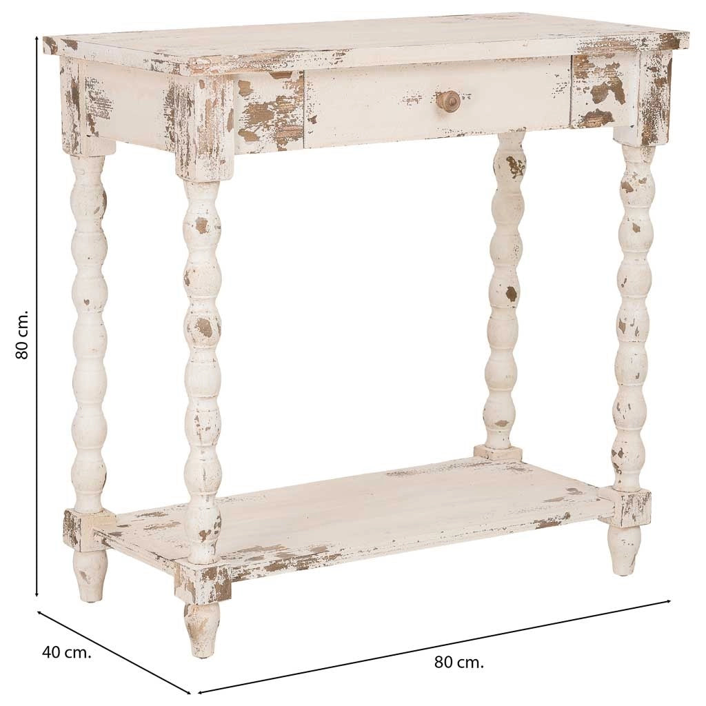 Mobile da ingresso in legno bianco 80x40x80h cm