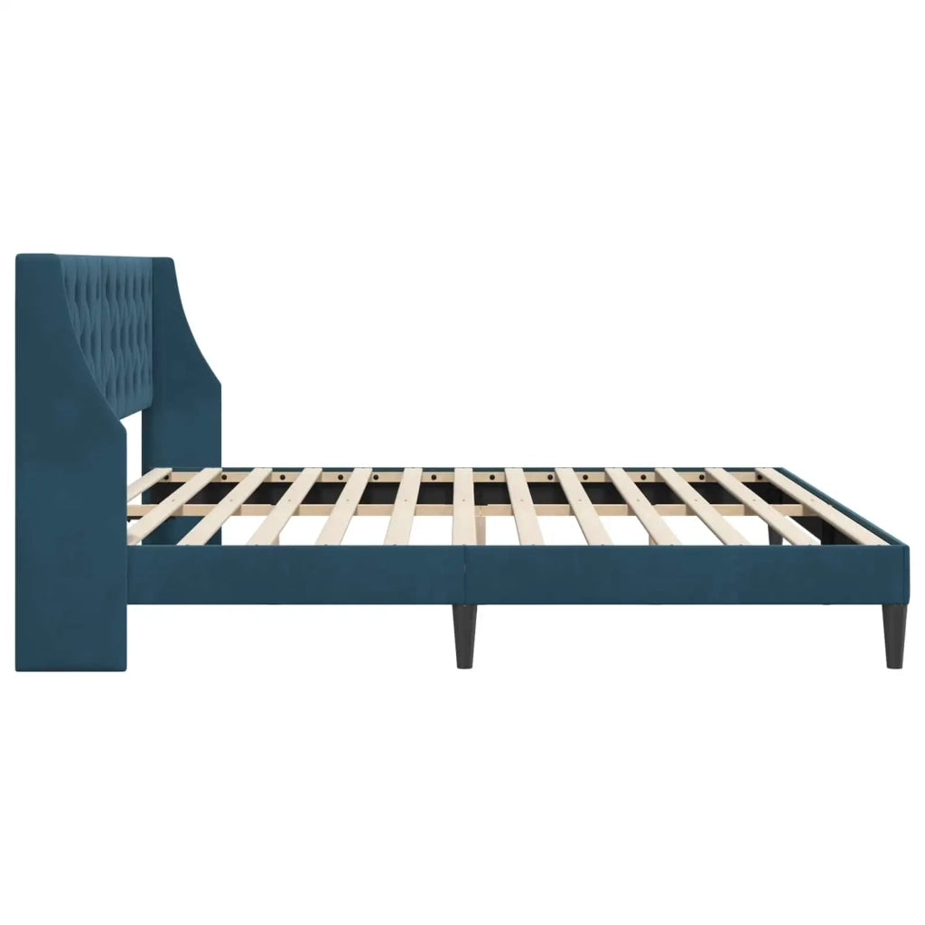 Struttura del letto con testiera-Giroletto Blu 200 x 200 cm Velluto 974803