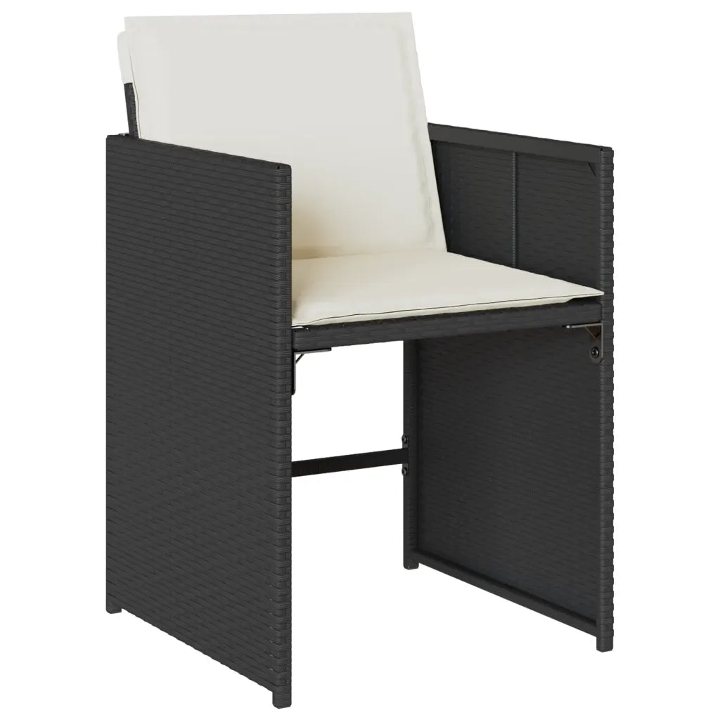 Set da Pranzo da Giardino 7 pz Nero con Cuscini in Polyrattan 3277862