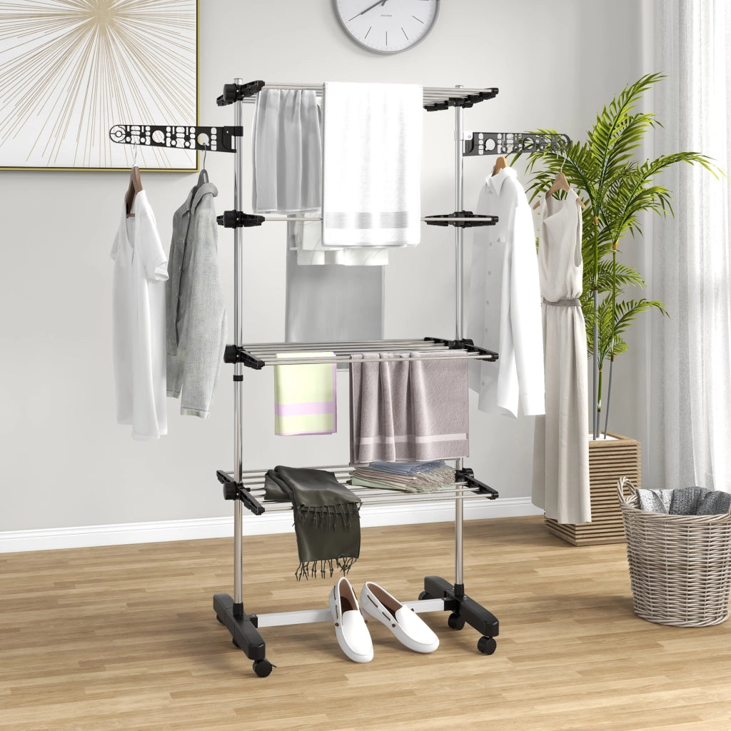 Cestello Verticale 4 Livelli con Ruote ¨C Minimal ¨C Nero e Argento