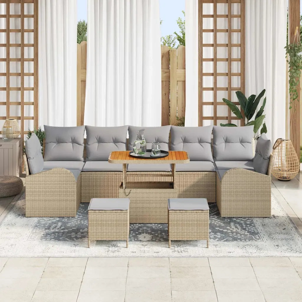 Set Divano da Giardino con cuscino 10 pcs Beige polyrattan 3362382
