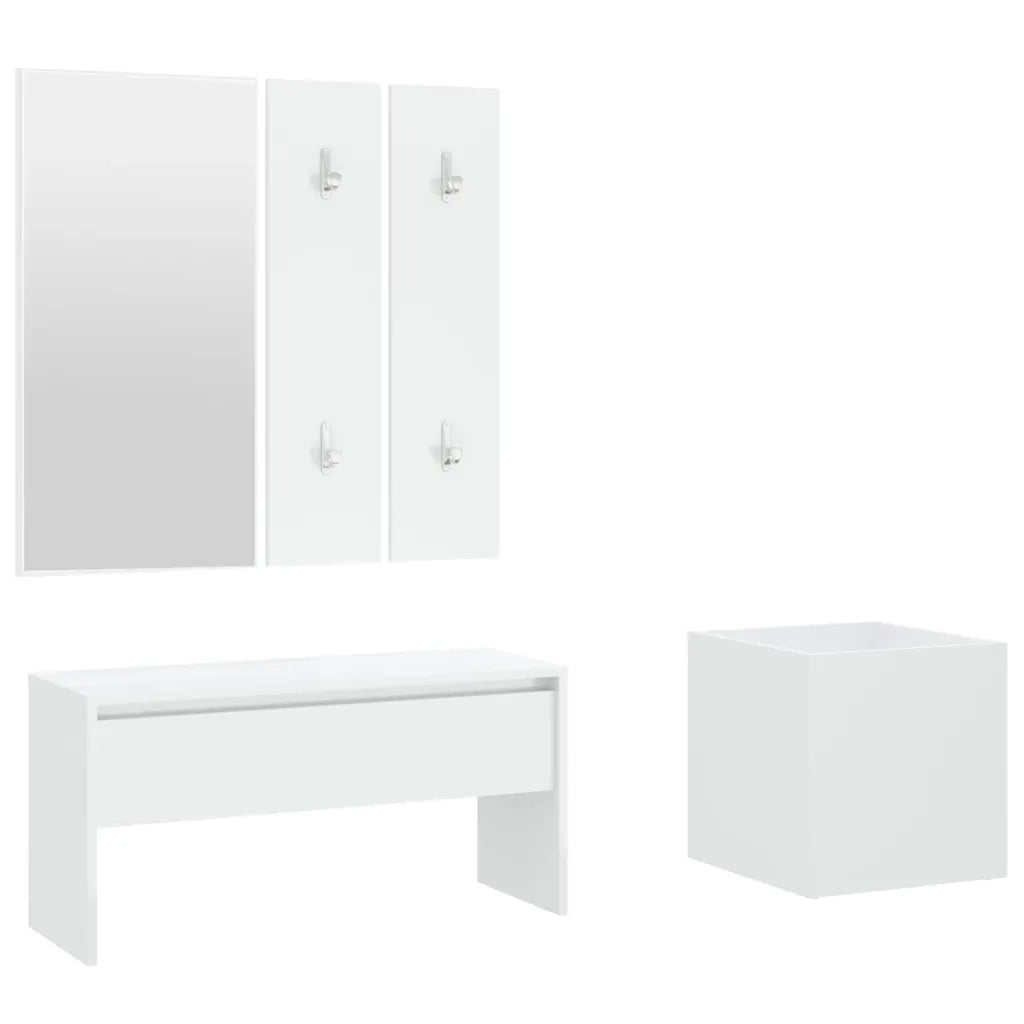 Set di Mobili da Corridoio Bianco in Legno Multistrato