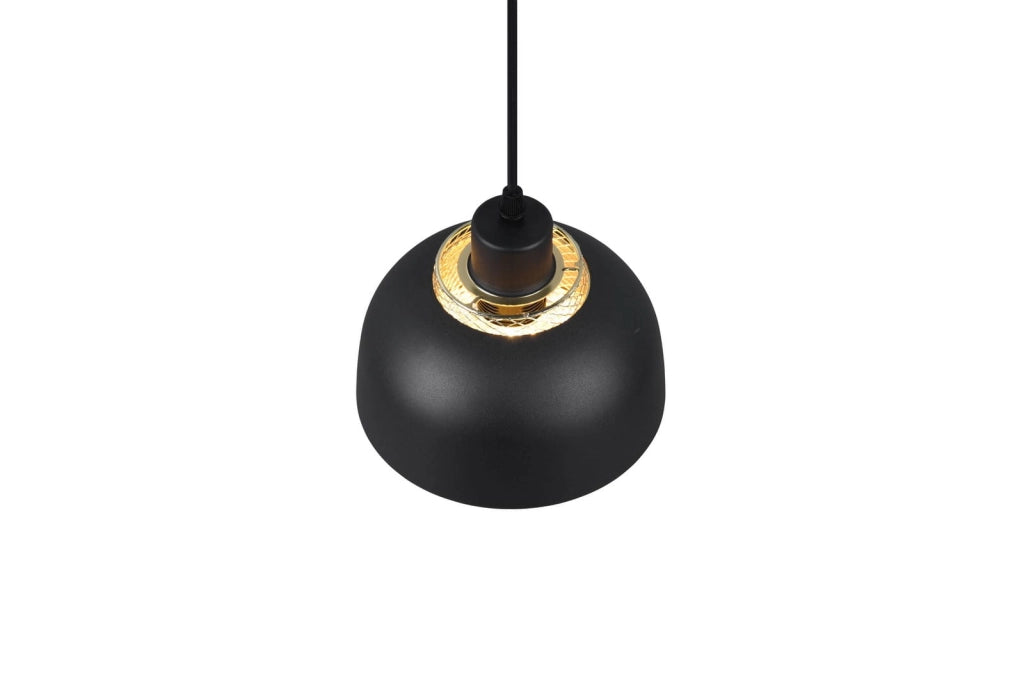 Lampada a sospensione PUNCH nera/oro metallo E27 Ø18cm