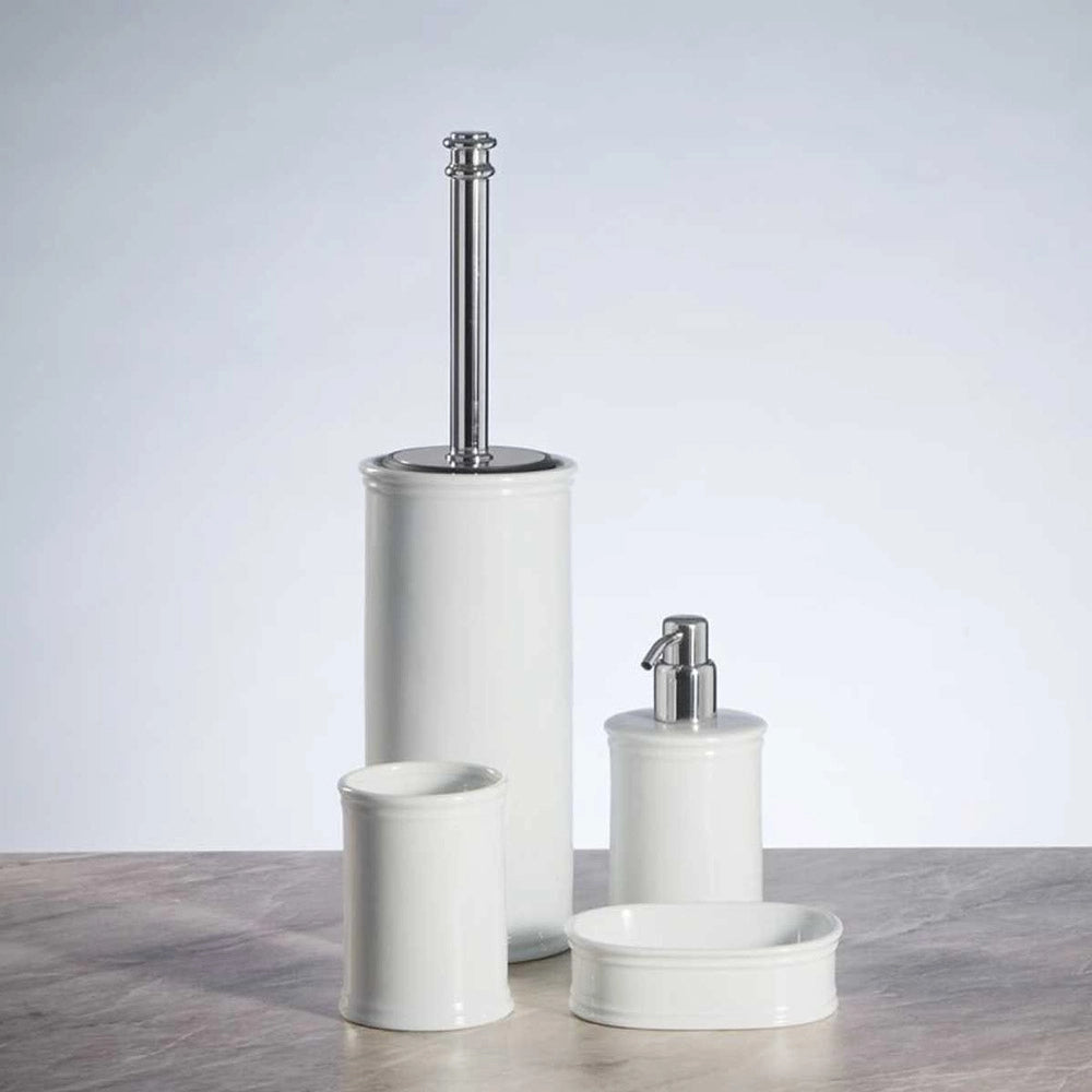 Porta Scopino Bagno WC da Appoggio in Porcellana Bianca Elegante Impero Metaform