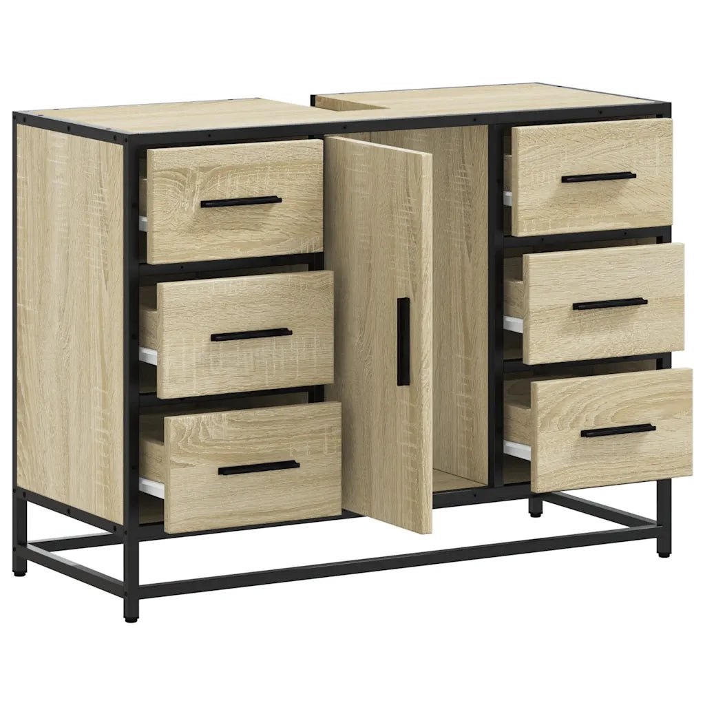 Mobile Lavabo Bagno-Armadietto da bagno Rovere Sonoma 60x30x60 cm Legno Multistrato 574425
