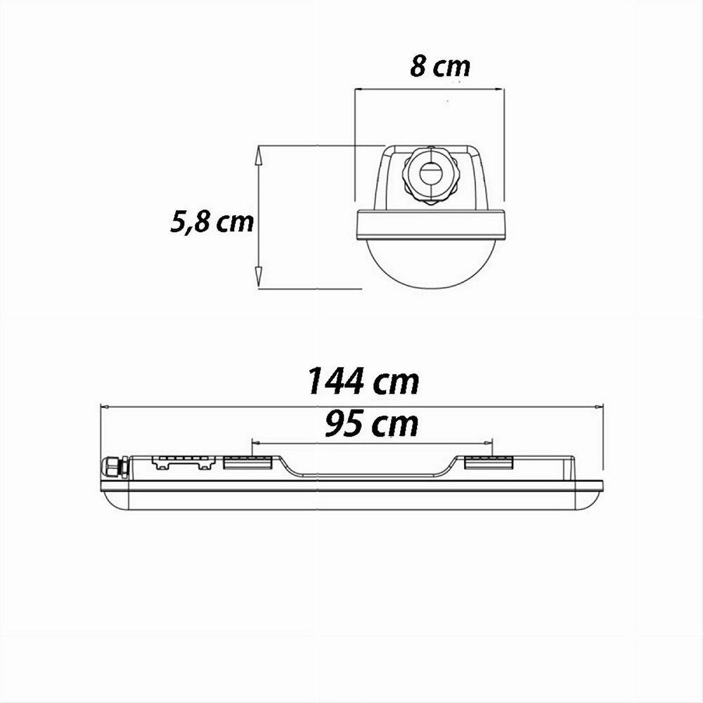 Trade Shop - Plafoniera Led Esterno Neon Tubo 48 W 150 Cm Impermeabile Ip65 Luce Fredda Lg-15 -