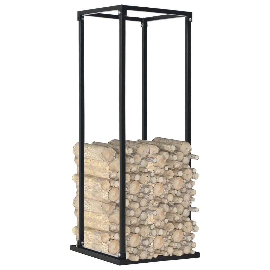 Rastrelliera per Legna da Ardere-Portalegna Base Nera 37x37x113cm Acciaio