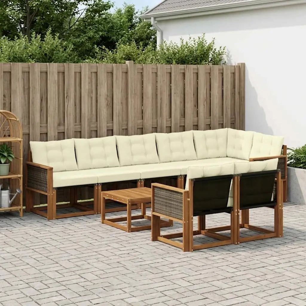 Set di divani da esterno con cuscino 9 pcs Naturale e Crema 3382042