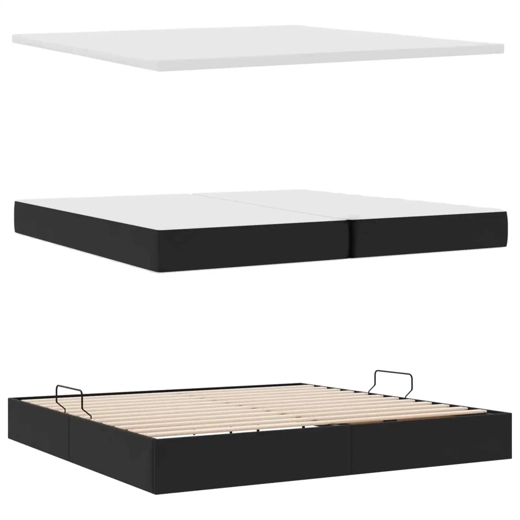 Letto con contenitore e materasso Nero 200 x 200 cm Velluto 3372113