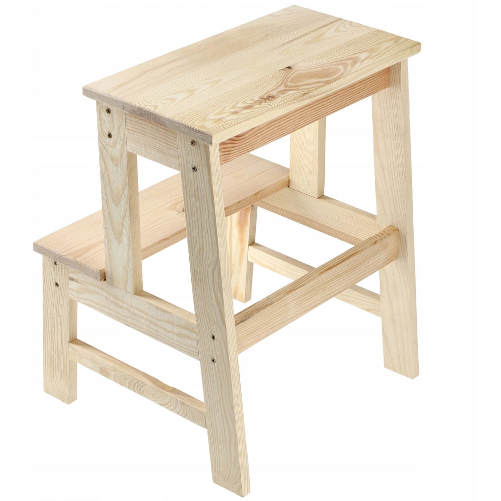 Sgabello da cucina in legno KADAX con piattaforma e gradini da 50 cm, solido.