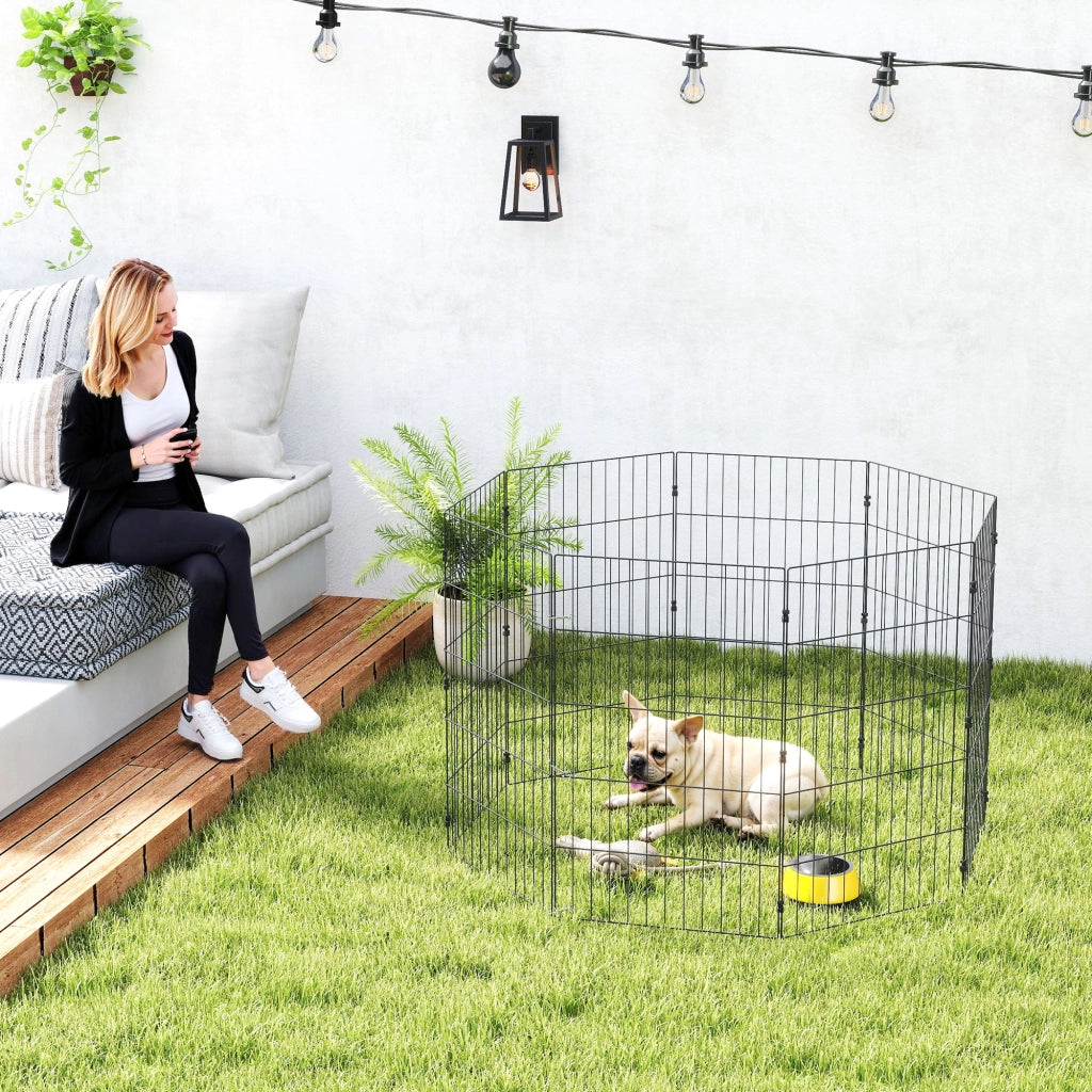 Recinto per Cani Pannelli 50x80 cm Espandibile e Pieghevole in Metallo Nero
