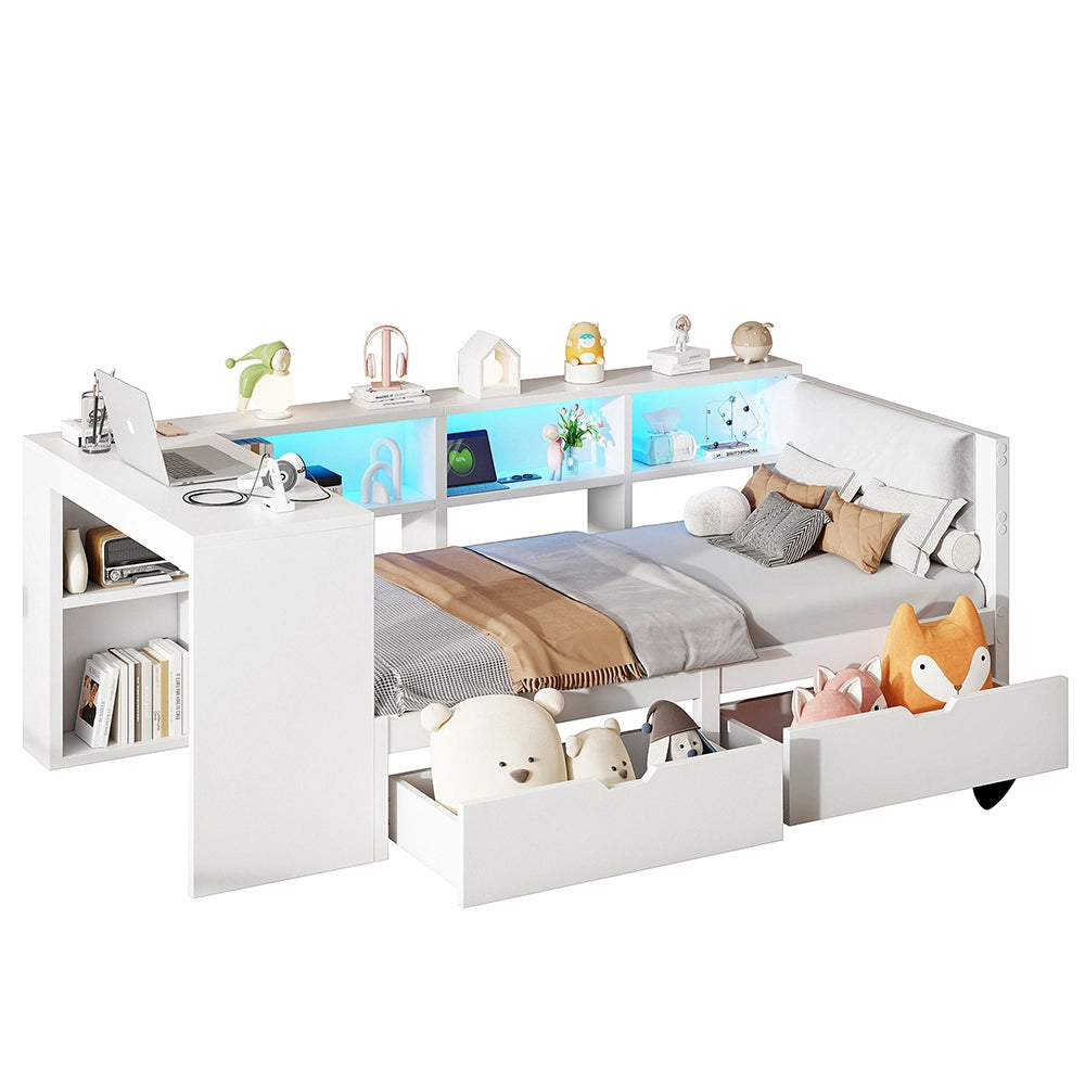 Letto contenitore - Xylo - 90x200 cm LED bianco