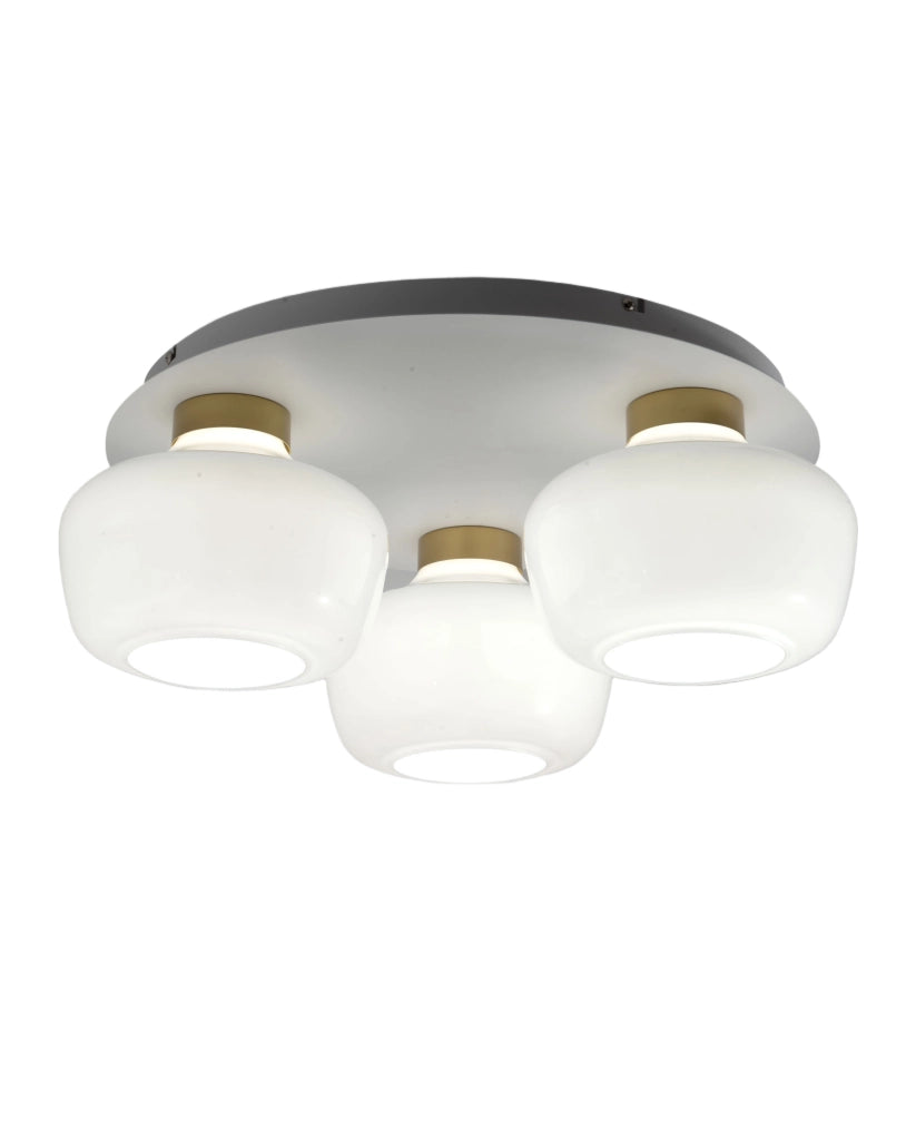 Plafoniera LED Kino Ø50cm 36W 3900lm 3000K Dimmerabile a step, Struttura in metallo e vetro borosilicato Bianco, Classe 1, IP20 - Kino