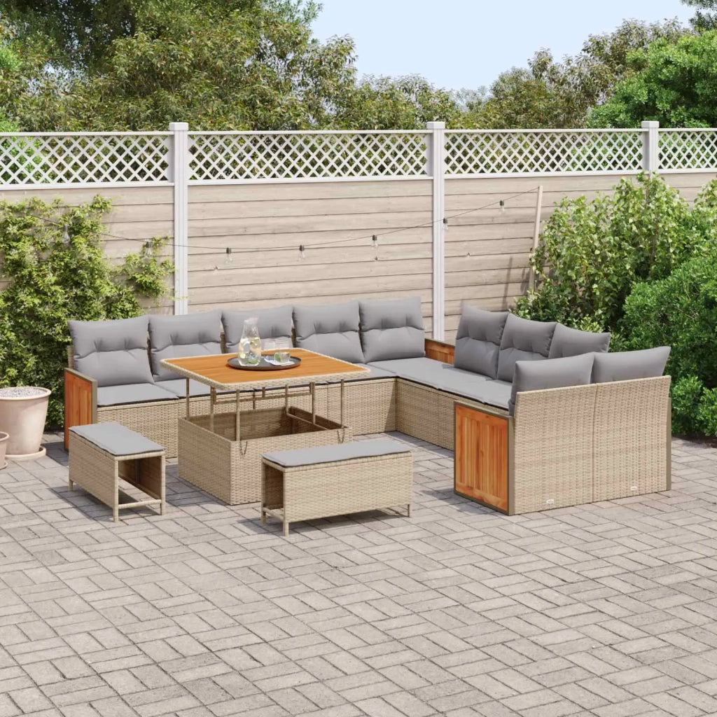 Set Divano da Giardino con cuscino 13 pcs Beige e Grigio Chiaro 3363227