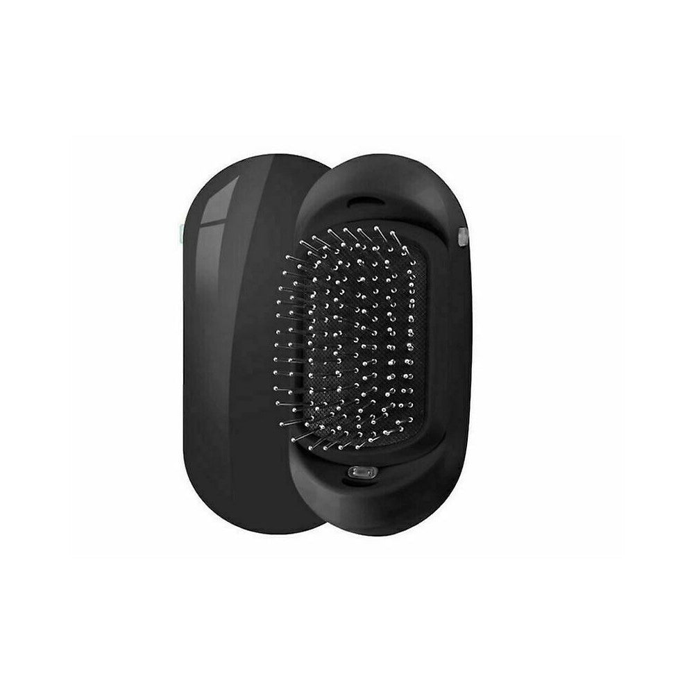 Trade Shop - Mini Spazzola Massaggiante Capelli Ionica Scioglinodi A Batterie Portatile -
