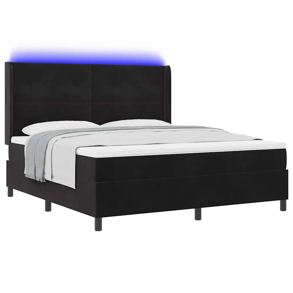 Letto a molle con strisce LED Nero 180 x 200 cm Velluto 3343882