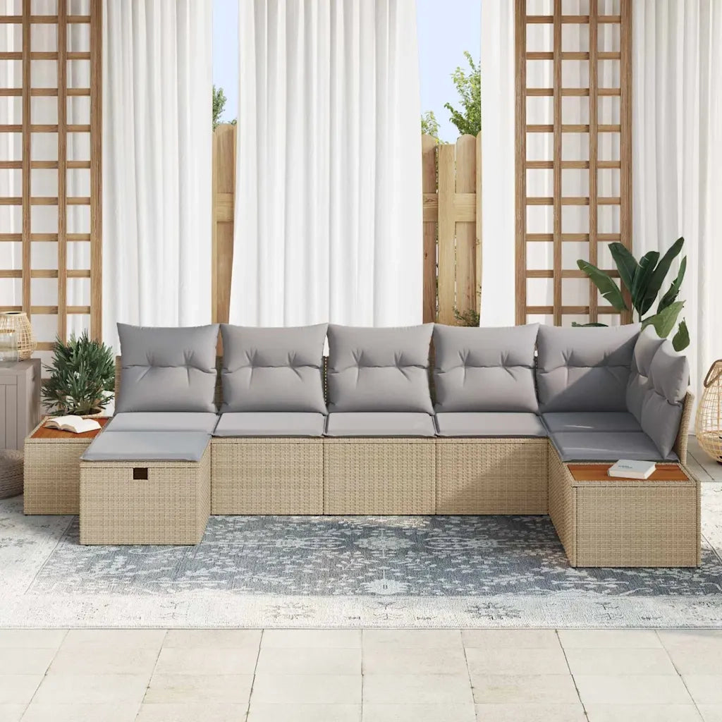 Set Divano da Giardino con cuscino 8 pcs Beige polyrattan