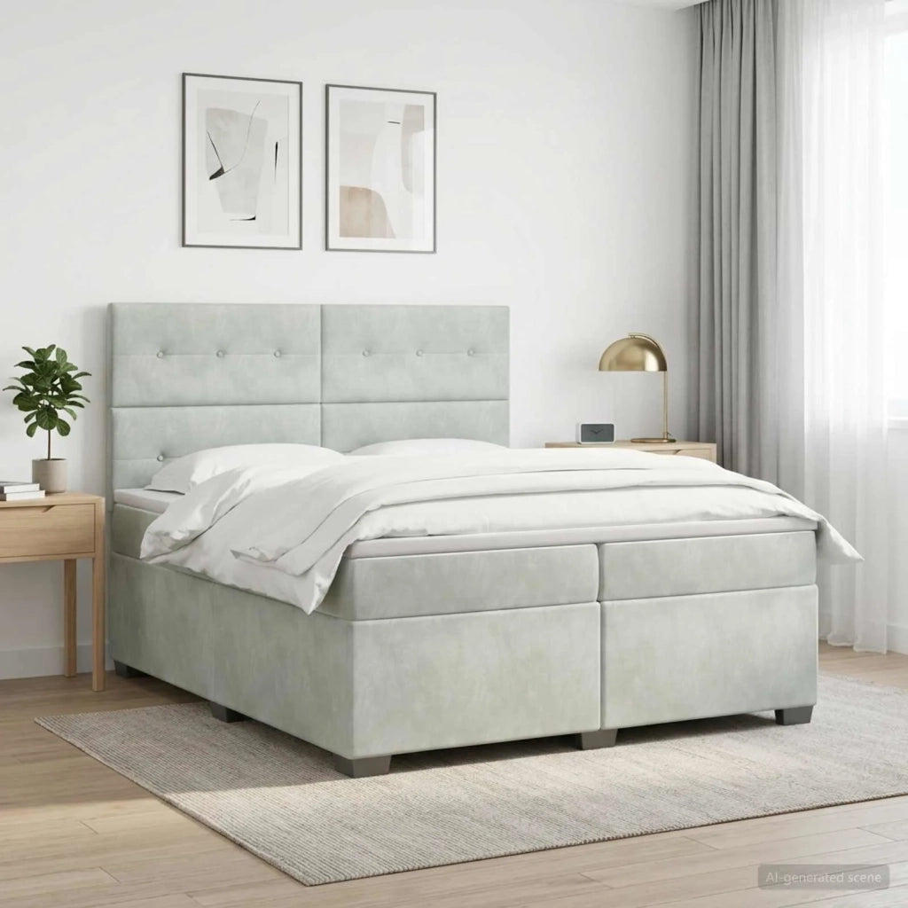 Letto box spring con materasso Grigio Chiaro 200 x 200 cm 3453710