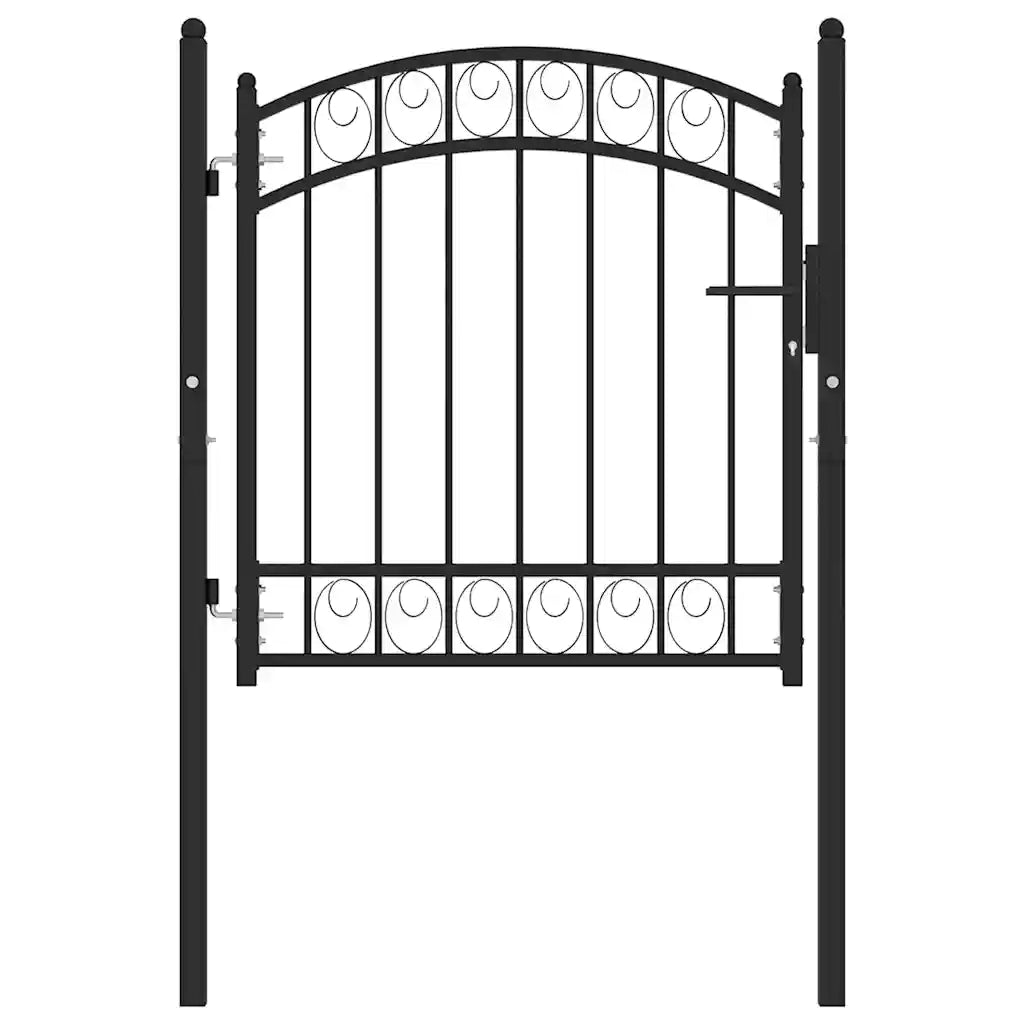 Cancello per recinzione Emmen con parte superiore ad arco in acciaio 100x86 cm Nero 146368