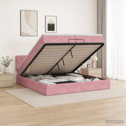 Letto Ottomano con Materasso e LED Rosa 200 x 200 cm Velluto 3457238
