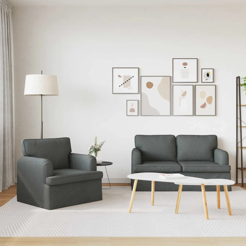 Set di divani 2 pcs Grigio scuro 144 x 80 x 85 cm Tessuto 3407517