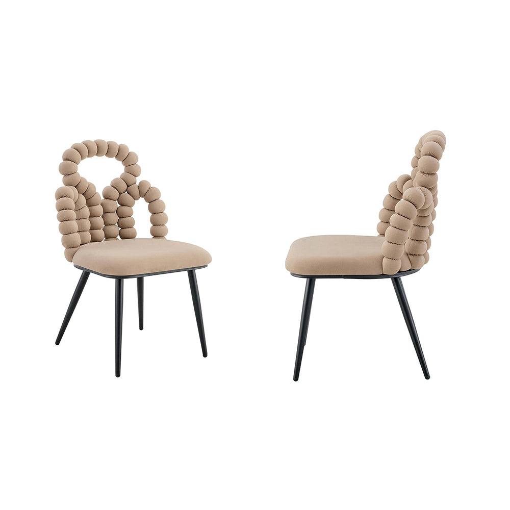 Set 2 sedie da pranzo - Xylo - velluto camel gambe nere
