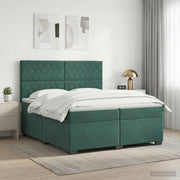 Letto box spring con materasso Verde Scuro 200 x 200 cm Velluto 3453707