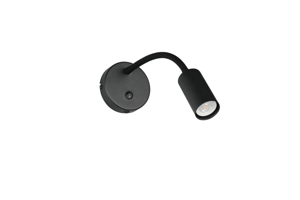 Applique parete nera braccio flessibile GU10 mini TARYN RL