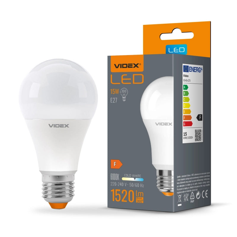 Lampadina LED A65 15W E27 1520lm 6000K luce fredda Videx